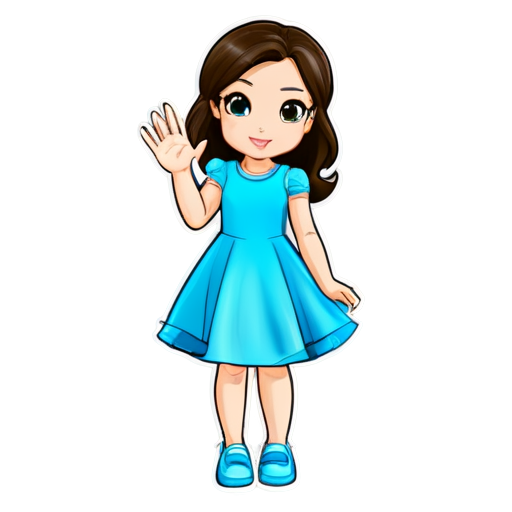 Jasmine in a blue dress and she is waving a hand - icon | sticker