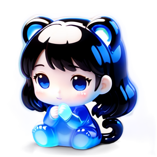 Blue girl with a blue tiger - icon | sticker