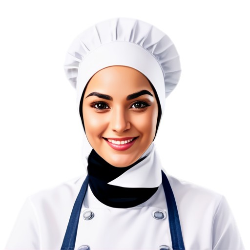 vector close up woman chef with hijab and smiling for logo resto - icon | sticker