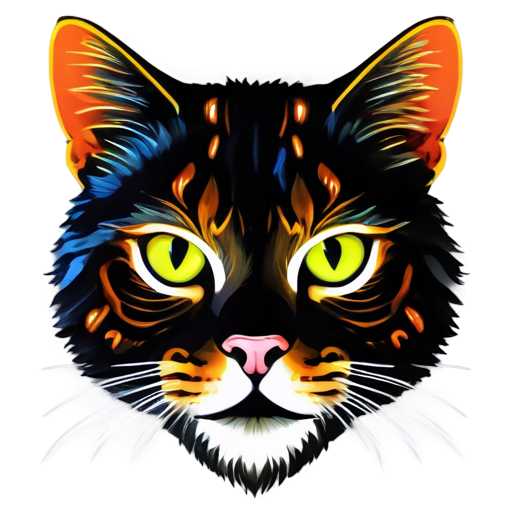 cyberpank abstract cat head neon - icon | sticker