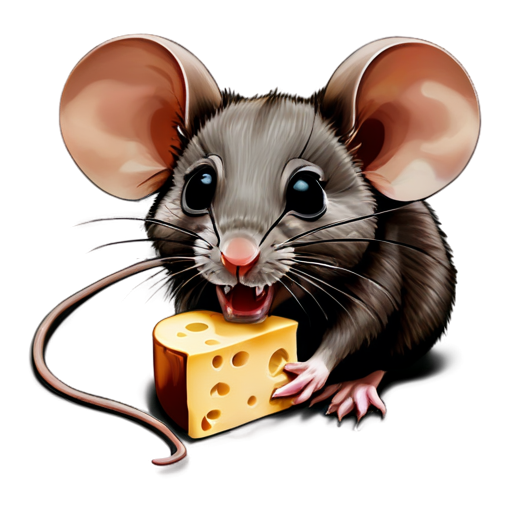 mouse with cheese in its teeth - icon | sticker