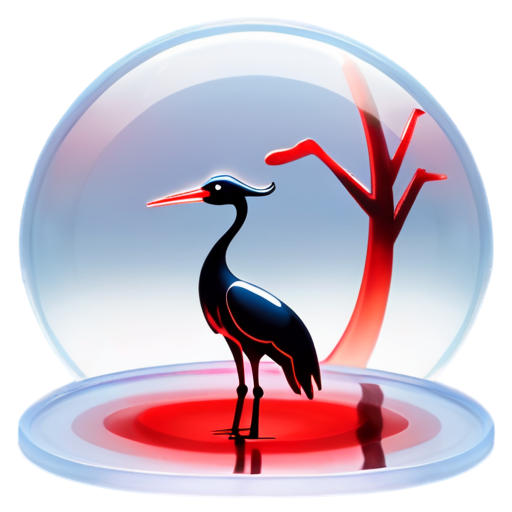 shuǐmò huà, 水墨画, black and red ink, a crane in chinese style, ink art by MSchiffer, whimsical, rough sketch, (sketch:1.3) - icon | sticker