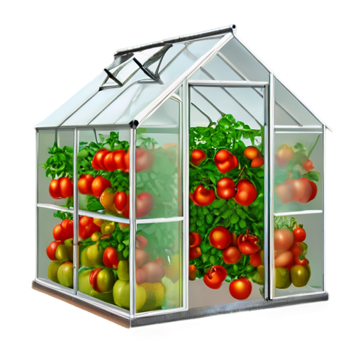 Greenhouse with tomato - icon | sticker