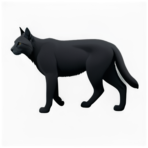 a beautiful lynx, black, flat style, non-person, transparent - icon | sticker