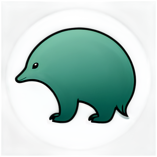 Australian echidna, the tongue is laconically and creatively combined with the attachment for the sorting robot, minimalist style, no fill, dark green gradient lines, white background, logo in a circle - icon | sticker