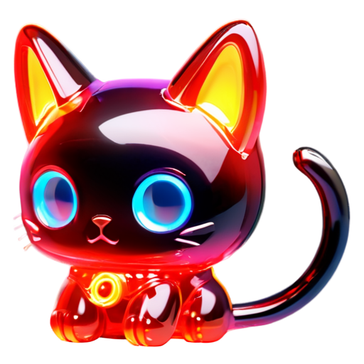 cyberpunk cat with sign "ooo neuro" - icon | sticker