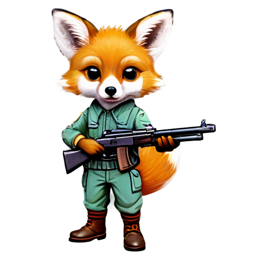 little fox with a gun - icon | sticker