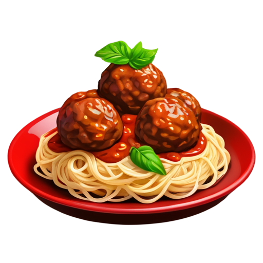 plate of spaghetti and meatballs - icon | sticker