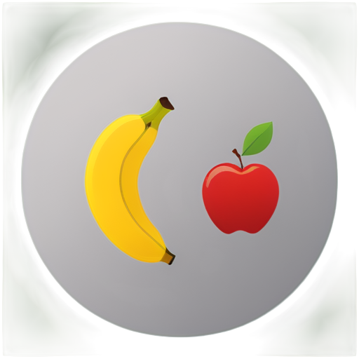 banana and apple and pear in circle, flat style, logo - icon | sticker