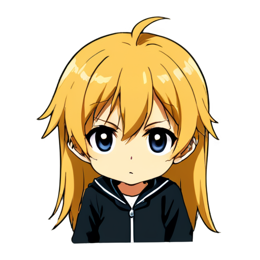 Dissatisfied anime face in the form of a ticker for social networks - icon | sticker