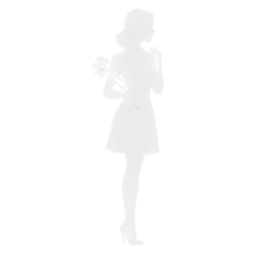a soft silhouette of a girl with a flower in general outline sketched with a brush - icon | sticker
