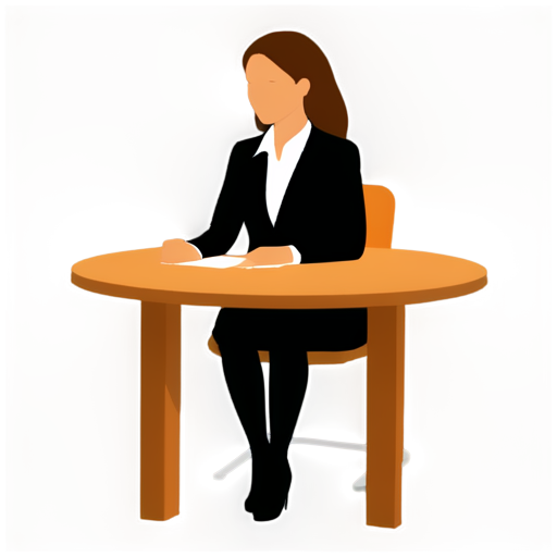 woman in office style above the table - icon | sticker