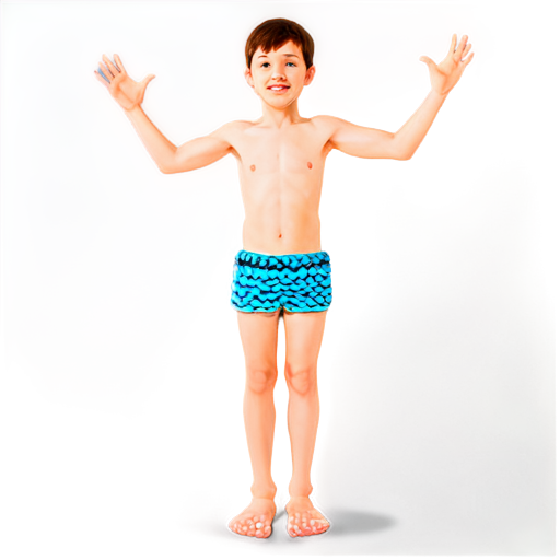 boy in swimming trunks floats on an inflatable mattress - icon | sticker