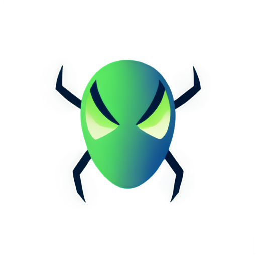 spider,green head, blue body,in the style of minimalistic,flat - icon | sticker