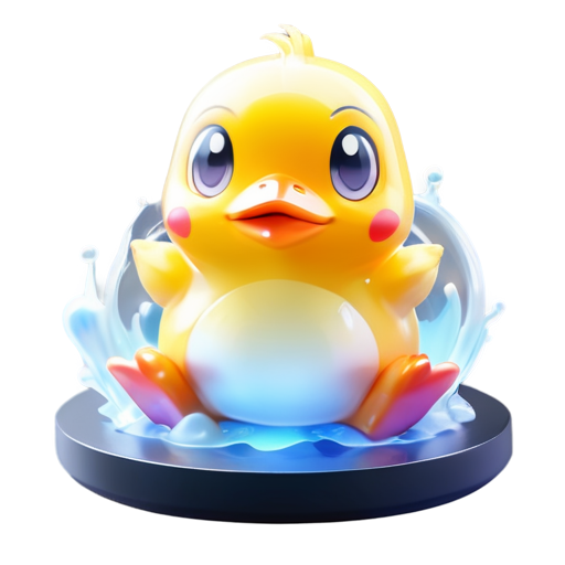 Epic full-body illustration of Psyduck Pokemon, standing with a confused expression, surrounded by swirling water, lush lakeside background, dynamic lighting, high-definition, realistic style. - icon | sticker