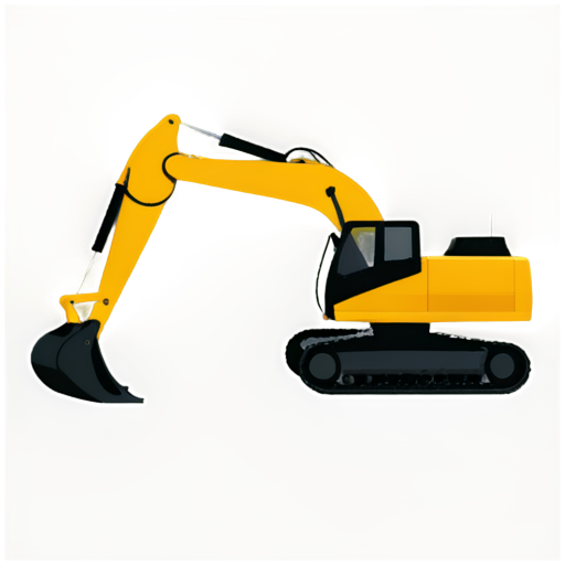 excavator, side view, flat, minimalistic, monochrome - icon | sticker