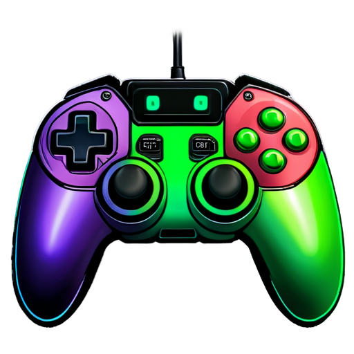 Generate me a purple and green cyberpunk gamepad - icon | sticker