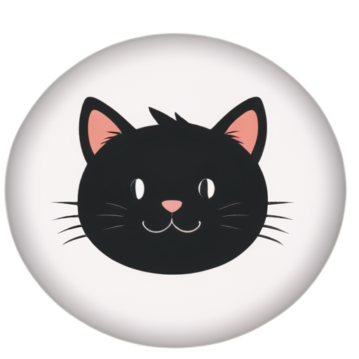 A black cat has hair on his head and the cat is smiling - icon | sticker