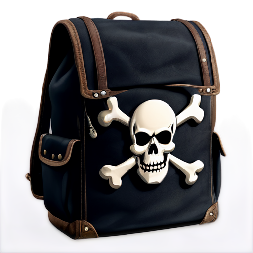 medieval backpack with skull and crossbones overlay icon - icon | sticker