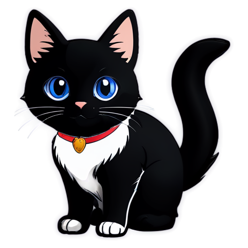 Kawai white/black cat. Logo for telegram channel - icon | sticker