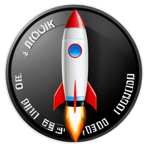 Icon in the form of a rocket with the inscription above the rocket in the form of a circle "ANO MKK LO" - icon | sticker