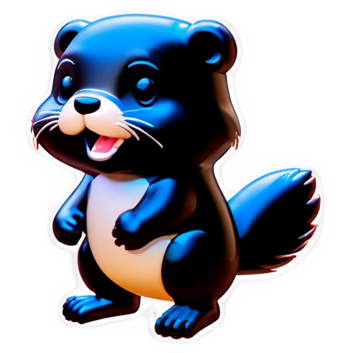 create a beaver in 2d perspective on a white background that is gnawing a tree or running - icon | sticker