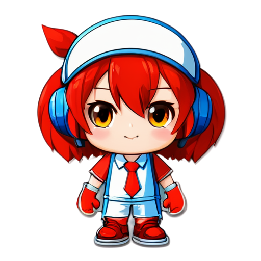 IT-support mascot with red and white colors - icon | sticker