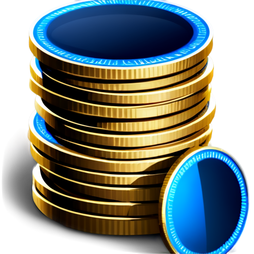 huge stack of blue coins icon - icon | sticker