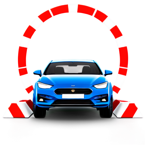 Car driving through shield barrier - icon | sticker
