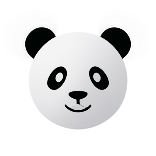 A pandas face, super simplistic, grey and white, modern logo - icon | sticker