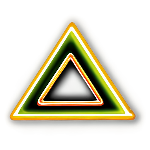 An ocher triangle, inside the triangle there is less red, all colors are done in neon, inside there is the inscription SEL - icon | sticker