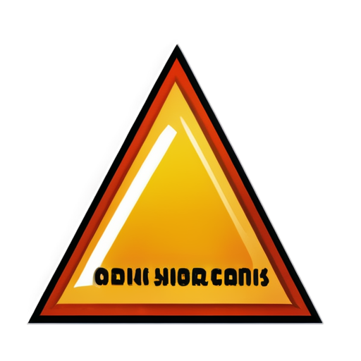 An ocher triangle, inside the triangle there is less red, all colors are done in neon, inside there is the inscription SEL - icon | sticker