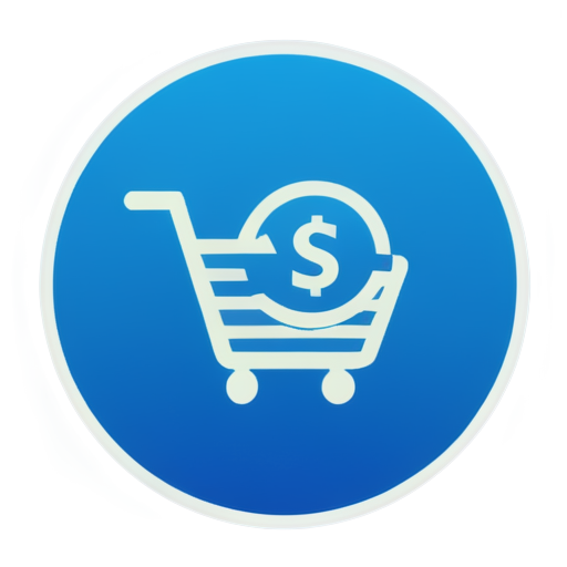 A shopping cart & dollar sign sympol for map in game (inside circular frame-shape) - icon | sticker