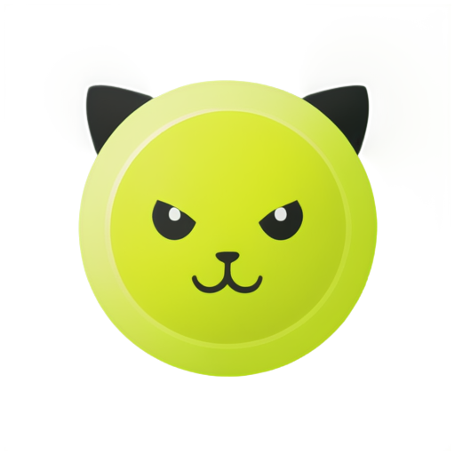 a tennis ball with symmetric grain and a cat ears - icon | sticker