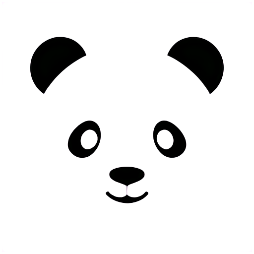 A pandas face, super simplistic, black and white, modern logo - icon | sticker