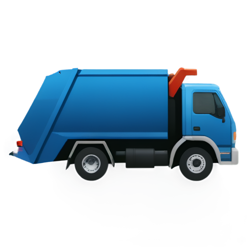 garbage truck, blue, two-axle - icon | sticker