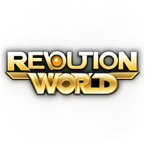 Logo for a game Perfect World called text in logo „Revolution PW” in beige and khaki tons - icon | sticker