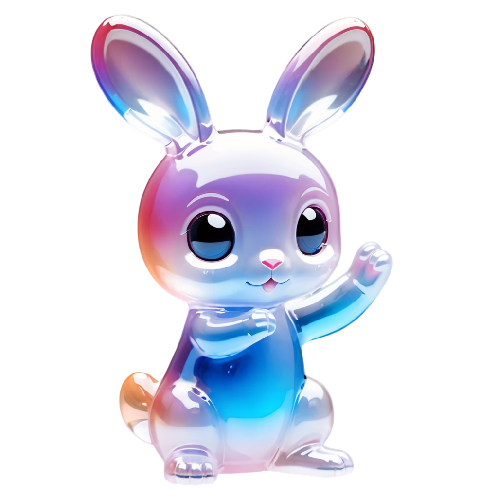 a transparent glass rabbit,superb three-dimensional feeling,sense of hierarchy,new 3d ancient style,macro photography,depth of field,cinematography,rich,elegant and minimalist,ultimate composition,transparent, - icon | sticker