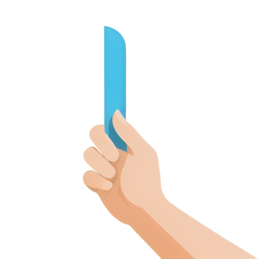 create a linear icon of a hand holding a ruler - icon | sticker