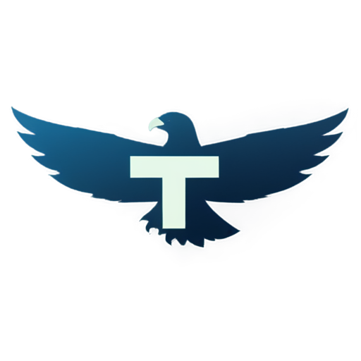 The letter T in the form of a perched eagle, one colored, like crowd strike - icon | sticker