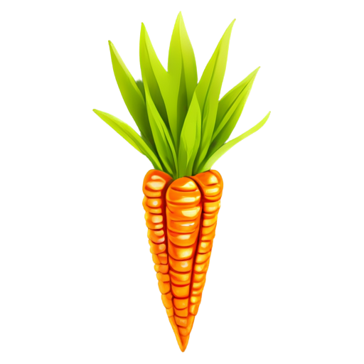 Storm Theme, Stormcorn Carrot, Corn Carrot, Vibrant Orange, Bold Design, Dynamic Shape, Powerful Symbol, Earthy Roots - icon | sticker