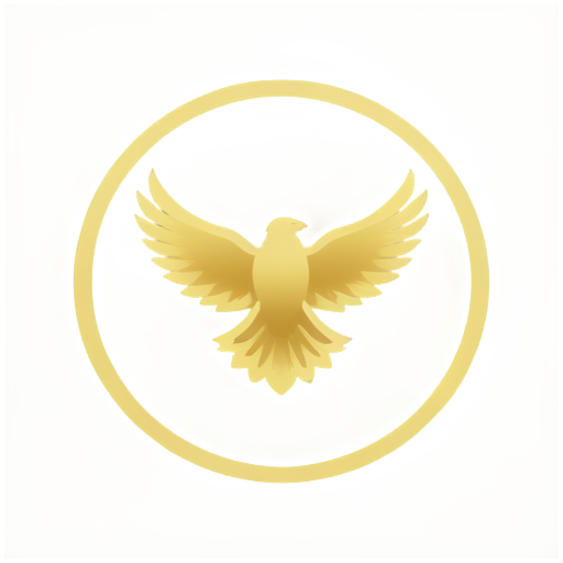 create a logo about eagles nest or alamut iwant a round circle in center and a golden eagle flying - icon | sticker