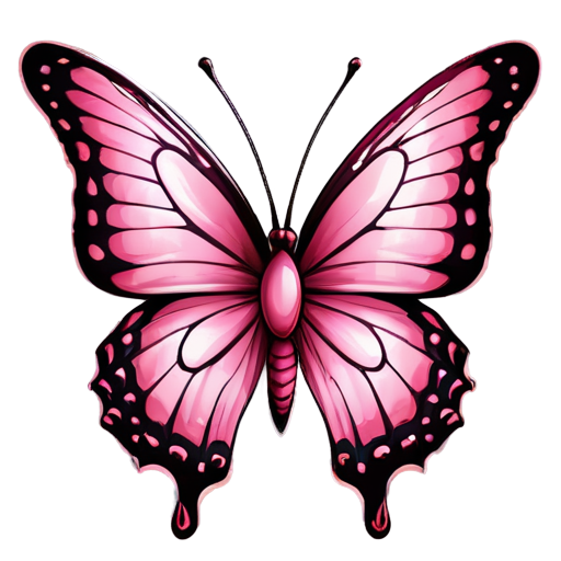 pink butterfly with animals - icon | sticker