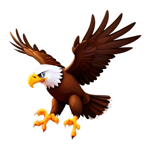 Cute Eagle soaring mascot. adorable 3D eagle expressing joy and excitement. Ideal for children education - icon | sticker