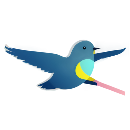 a bird flying cute colorful flat colors - icon | sticker