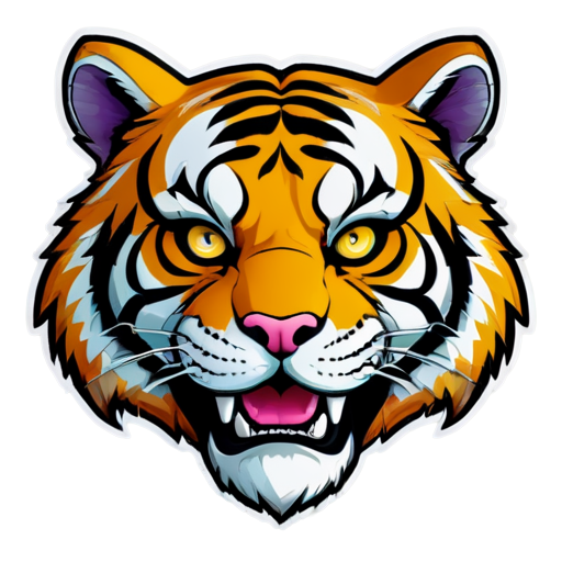 Tiger head, cyberpunk, neon - icon | sticker