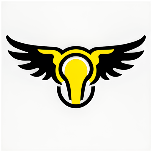 2d vector icon, helmet with wings (as Hermes), black and yellow colour, no background - icon | sticker