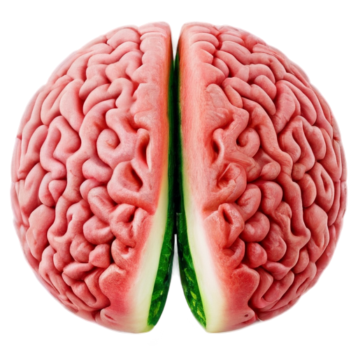 Human brain with watermelon texture - icon | sticker
