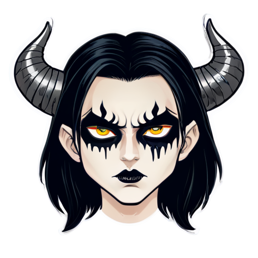 man, black metal make-up, sick make-up, devilish face - icon | sticker