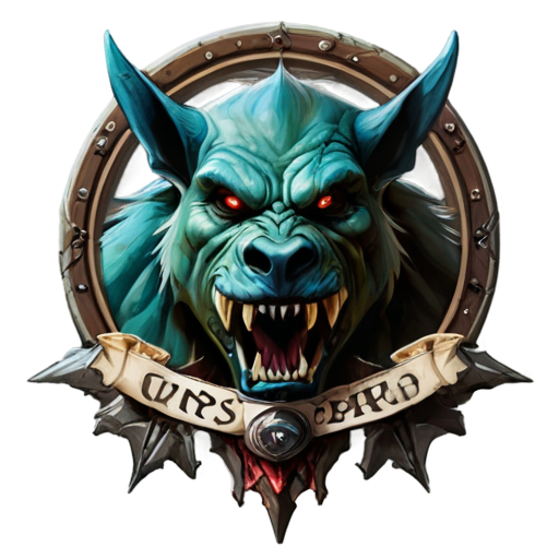 medieval fantasy banner and emblem for army of Orcs and Greater Barghest - icon | sticker